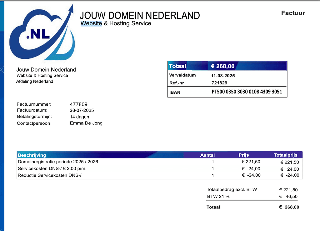 Pas op voor valse facturen van Jouw Domein Nederland