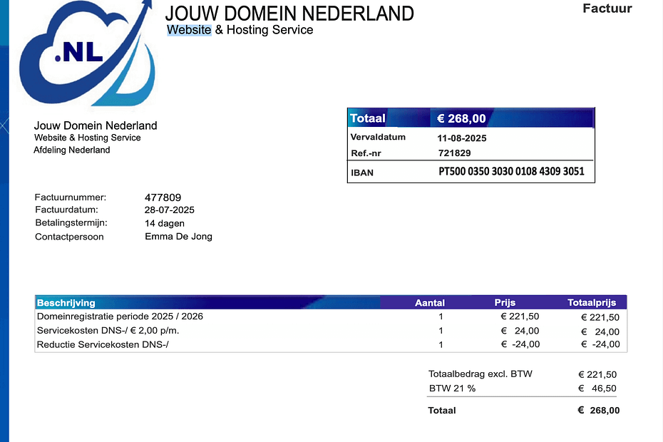 Pas op voor valse facturen van Jouw Domein Nederland